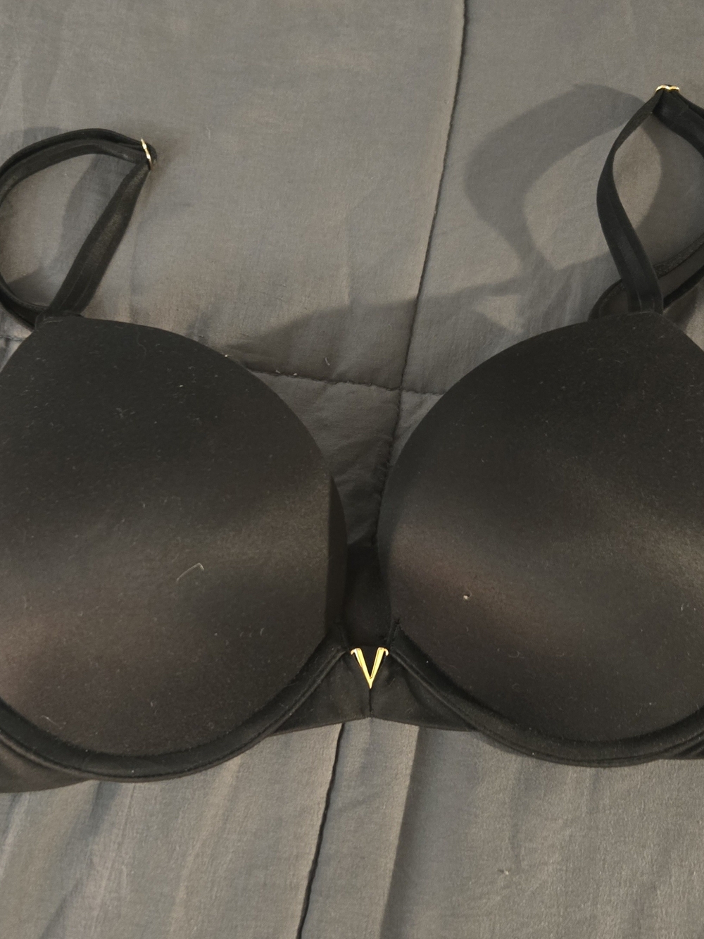 Victoria's Secret Black Smooth Push-Up Bra with Gold V Hardware